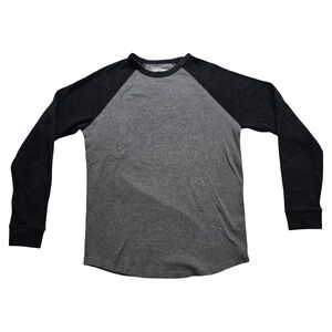 American Eagle Raglan Thermal Shirt Gray Black Long Sleeve LT